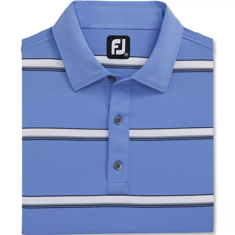 FOOTJOY Open Stripe Lisle Self-Collar POLO GOLF SHIRT BLUE VIOLET Men's Large